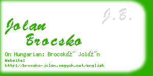 jolan brocsko business card